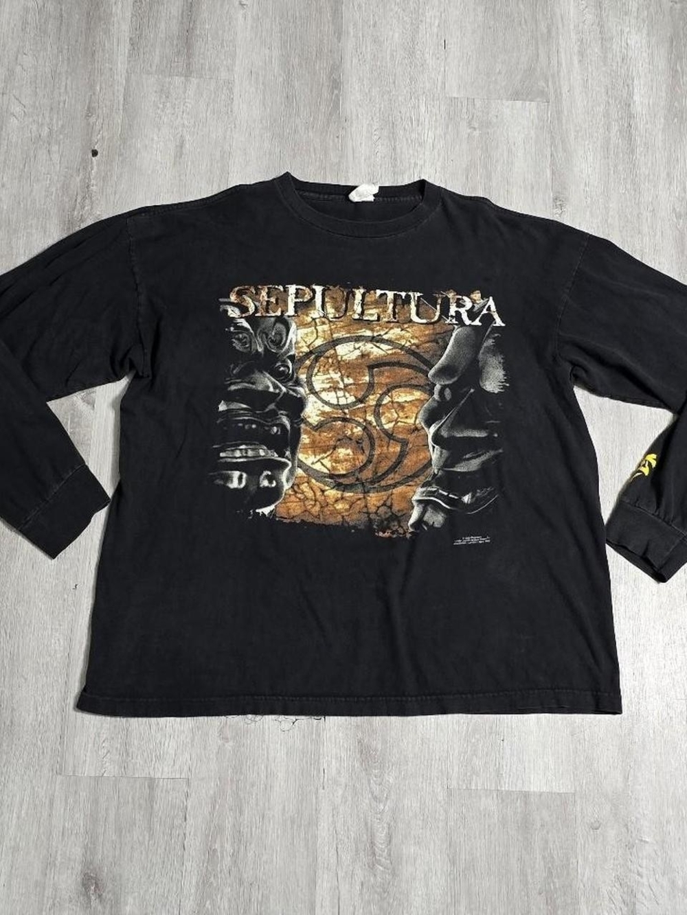 Vintage 1998 Sepultura Against Long Sleeve Black Tee Death Metal Band XL